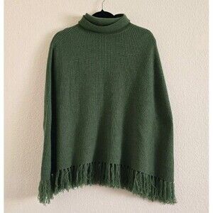 Inc. International Concepts 100% Cashmere Fringe Turtleneck Poncho One Size OS